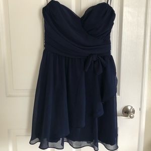 Ruffle navy blue dress